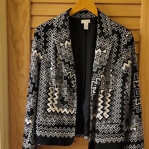CHICOS Black and White Lined Cropped Jacket